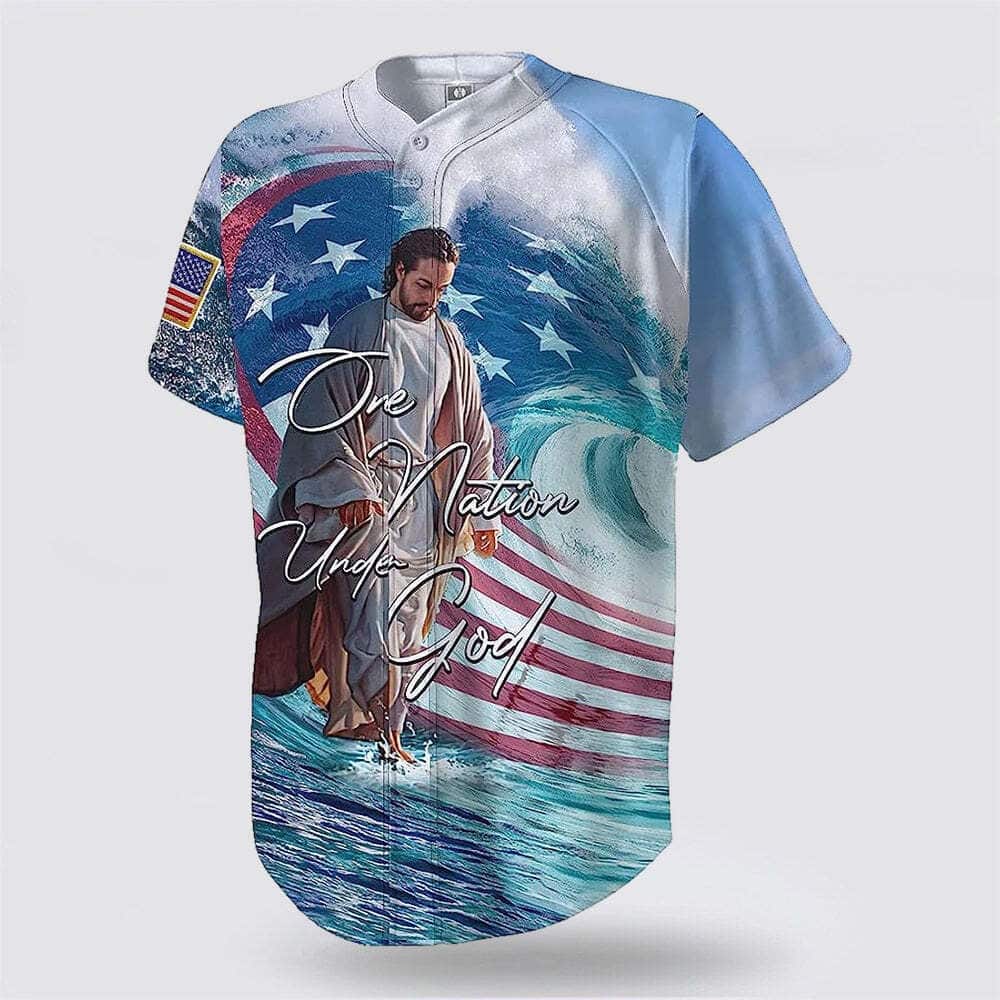 Christian Jesus US Flag One Nation Under God Religious Faith Baseball Jersey Christian Jesus US Flag One Nation Under God Religious Faith Baseball Jersey
