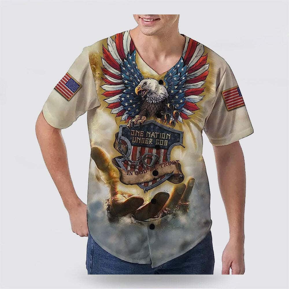 Bible Jesus Eagle American US Flag One Nation Under God 4th Of July Baseball Jersey Bible Jesus Eagle American US Flag One Nation Under God 4th Of July Baseball Jersey