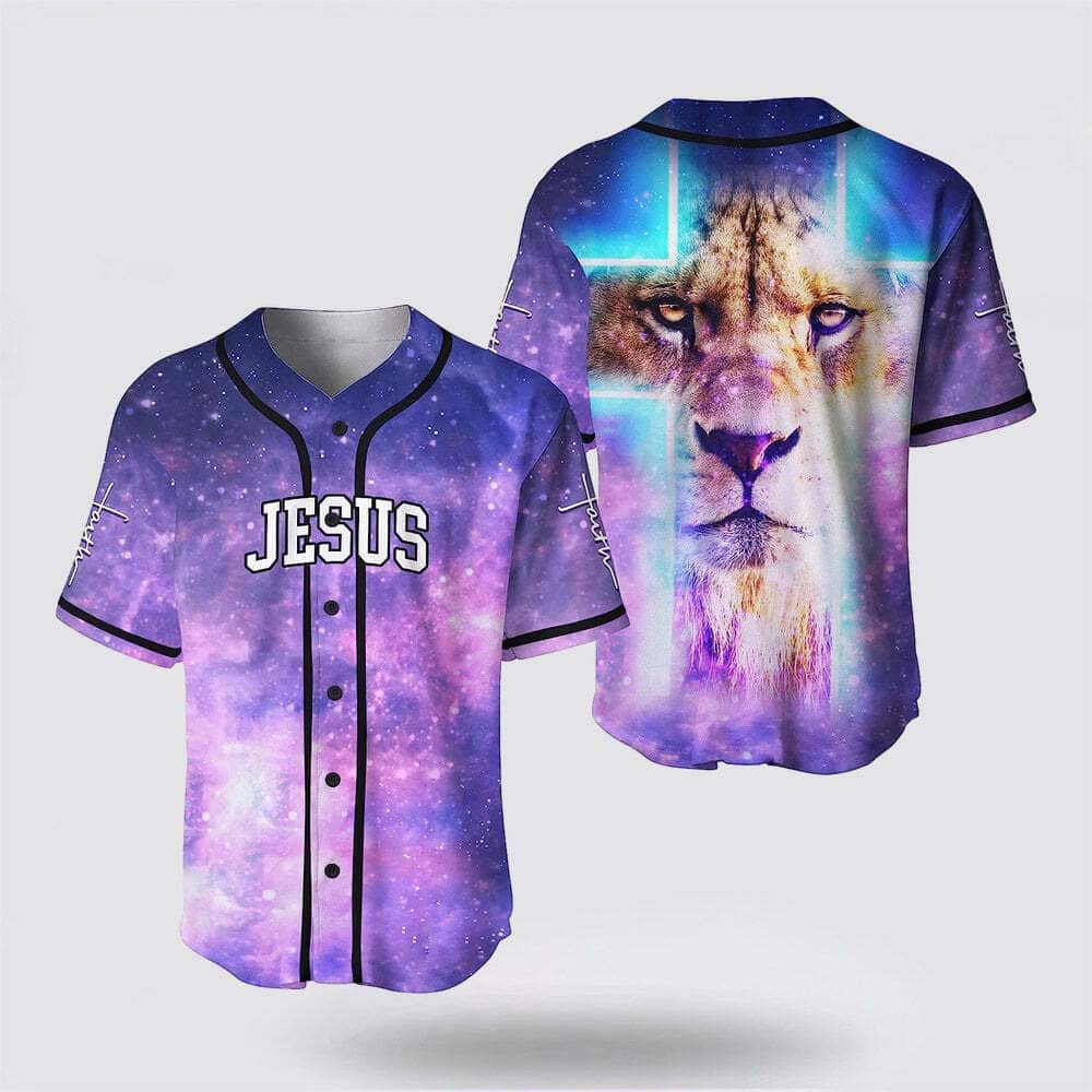 Bible Verse Jesus Lion Christian Cross Colorful Baseball Jersey
