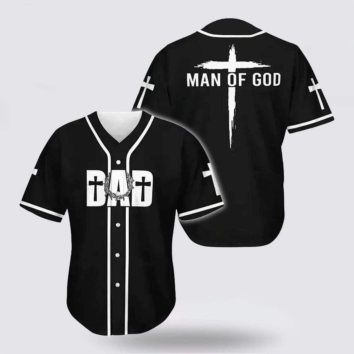 Jesus Christian Dad Father's Day Baseball Jersey Man Of God