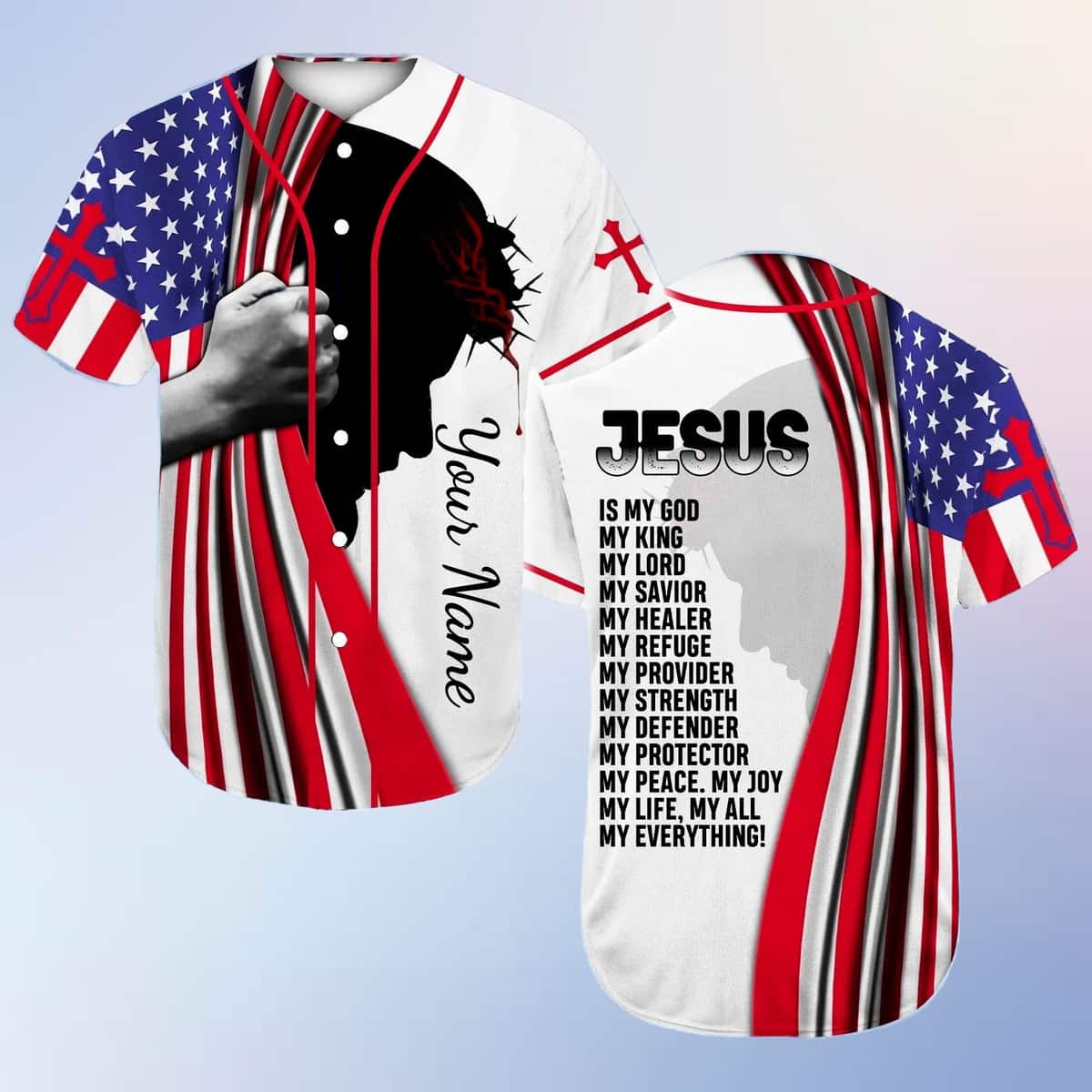 Customize Personalized Cross Flag Jesus Is My Everything Baseball Jersey Customize Personalized Cross Flag Jesus Is My Everything Baseball Jersey