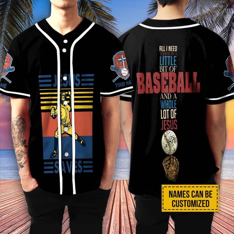 Customize Personalized Cross Baseball Player Jesus Saves Baseball Jersey