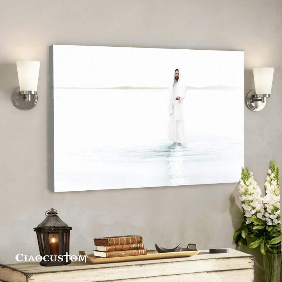 Jesus Walks On Water Christian Faith Religious Canvas Wall Art Jesus Walks On Water Christian Faith Religious Canvas Wall Art