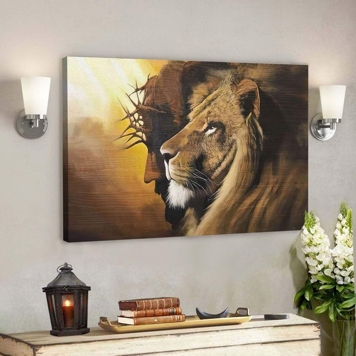 Jesus And Lion The Lion Of Judah Half Jesus Half Canvas Wall Art