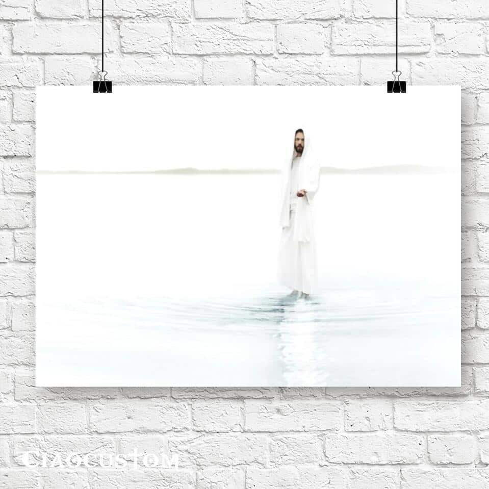 Jesus Walks On Water Christian Faith Religious Canvas Wall Art Jesus Walks On Water Christian Faith Religious Canvas Wall Art