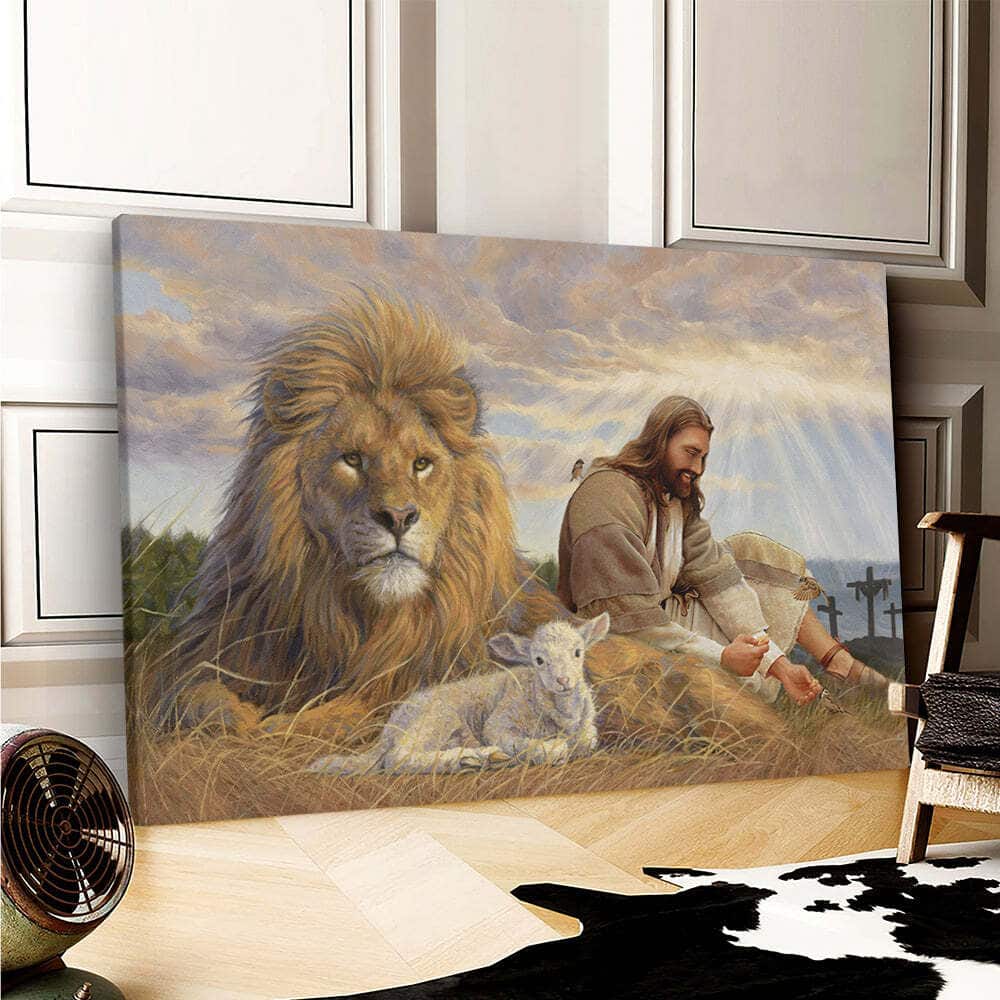 Lion Of Judah Lamb Jesus Christ Faith Canvas Wall Art For Christian