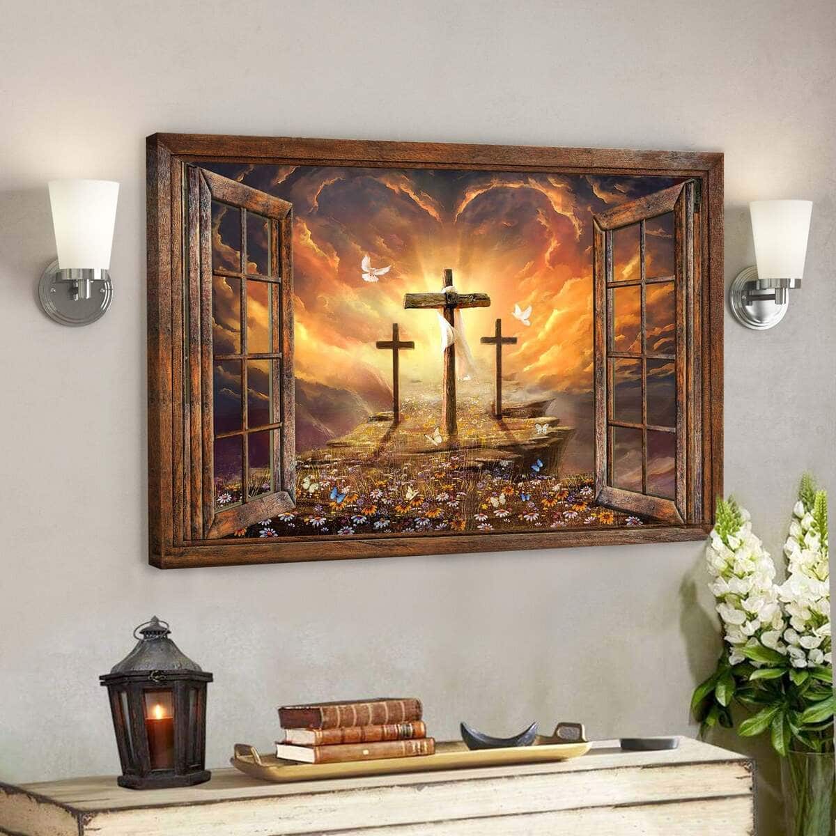 Three Crosses 3 Crosses On A Hill Christian Faith Religious Canvas Wall Art Three Crosses 3 Crosses On A Hill Christian Faith Religious Canvas Wall Art