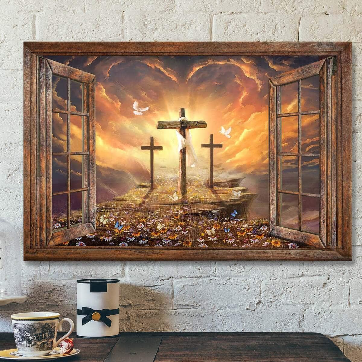 Three Crosses 3 Crosses On A Hill Christian Faith Religious Canvas Wall Art Three Crosses 3 Crosses On A Hill Christian Faith Religious Canvas Wall Art