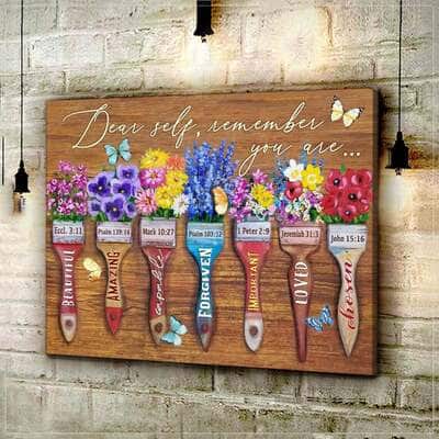 Butterfly Dear Self Remember You Are Christian Religious Canvas Wall Art