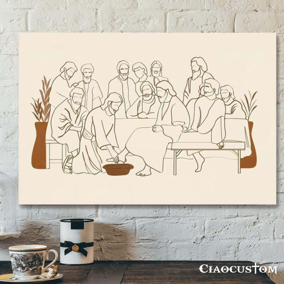 Jesus Washes His Disciple's Feet Jesus Christian Canvas Wall Art Jesus Washes His Disciple's Feet Jesus Christian Canvas Wall Art