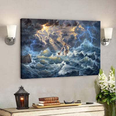 Jesus Scripture Jesus Saves Peter From Drowning Canvas Wall Art Jesus Scripture Jesus Saves Peter From Drowning Canvas Wall Art
