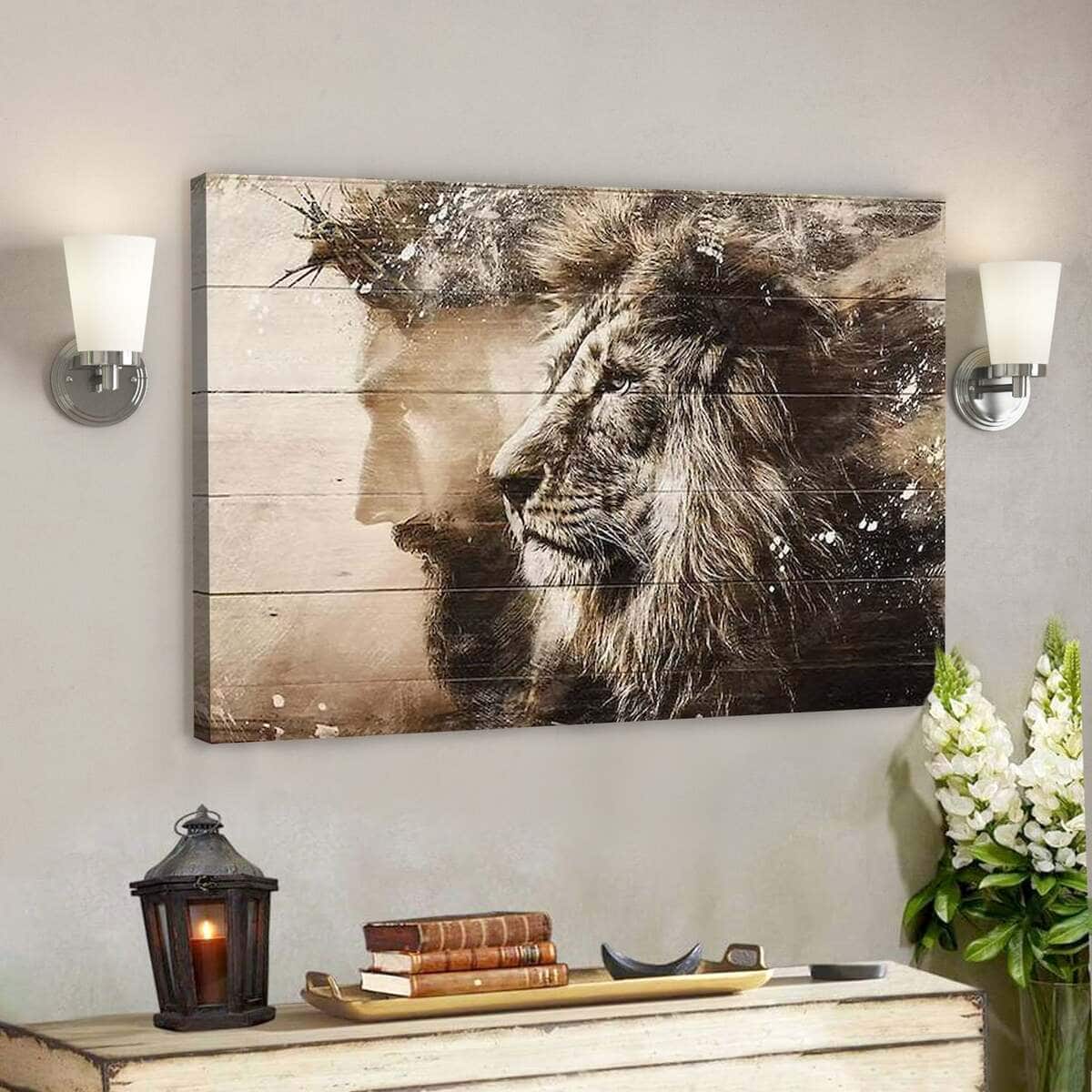 Christian The Lion Of Judah Jesus And Lion Half Jesus Half Lion Canvas Wall Art
