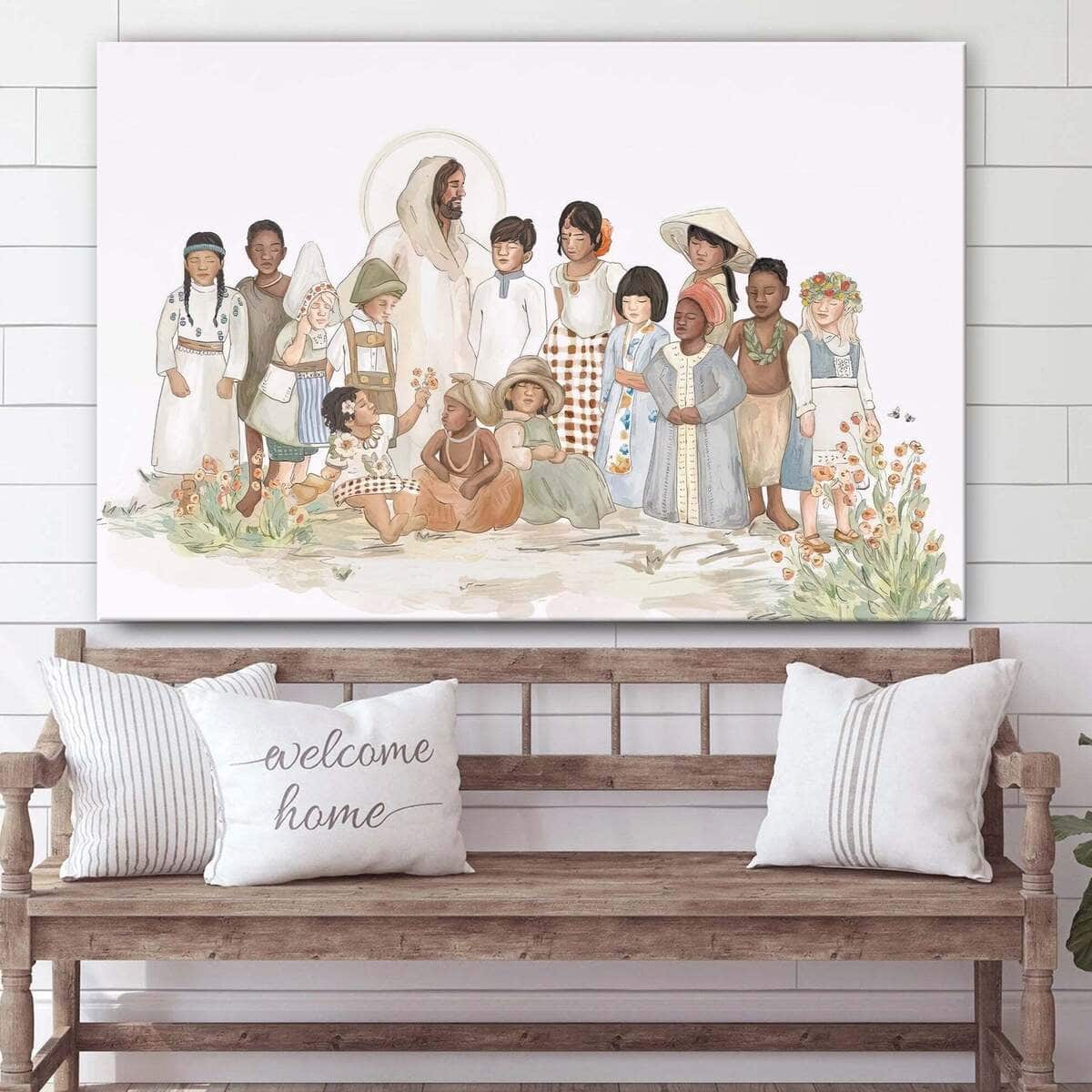 These Little Ones Jesus And Children Canvas Wall Art These Little Ones Jesus And Children Canvas Wall Art