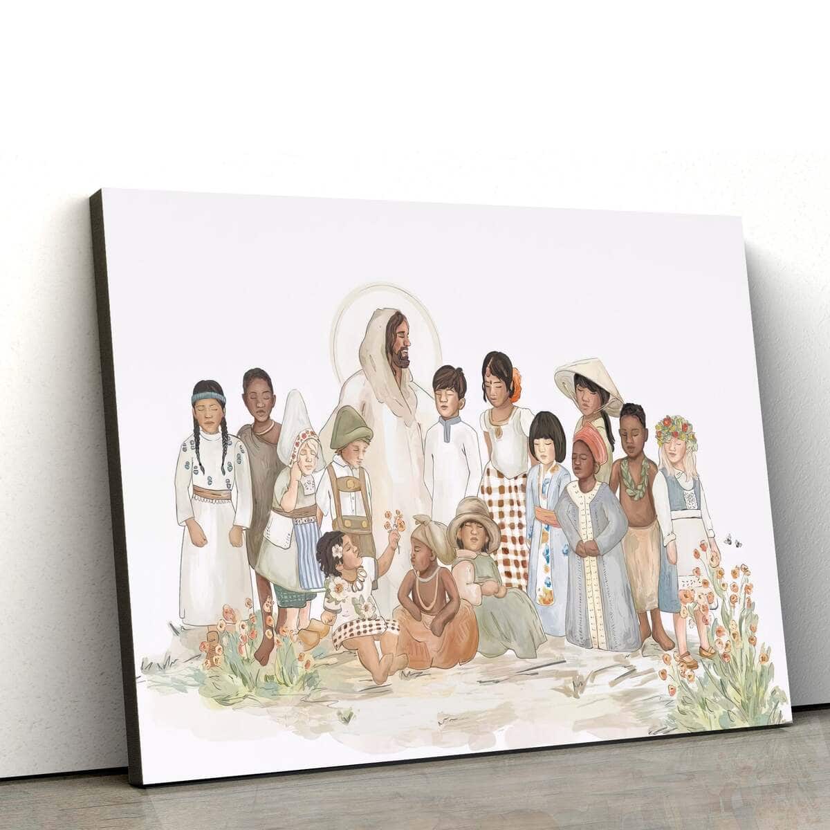 These Little Ones Jesus And Children Canvas Wall Art
