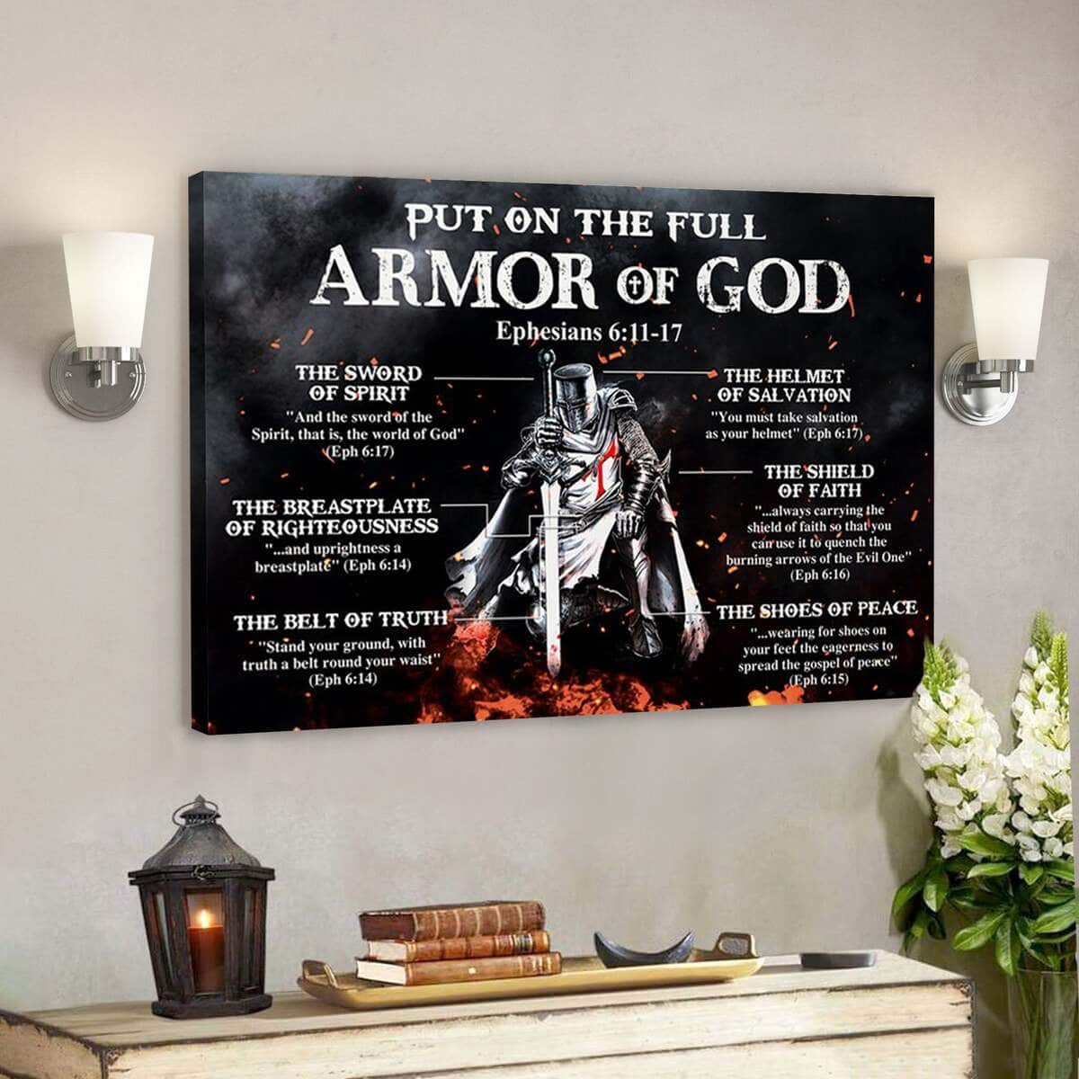 Put On The Full Armor Of God Ephesians Christian Faith Bible Verse Canvas Wall Art