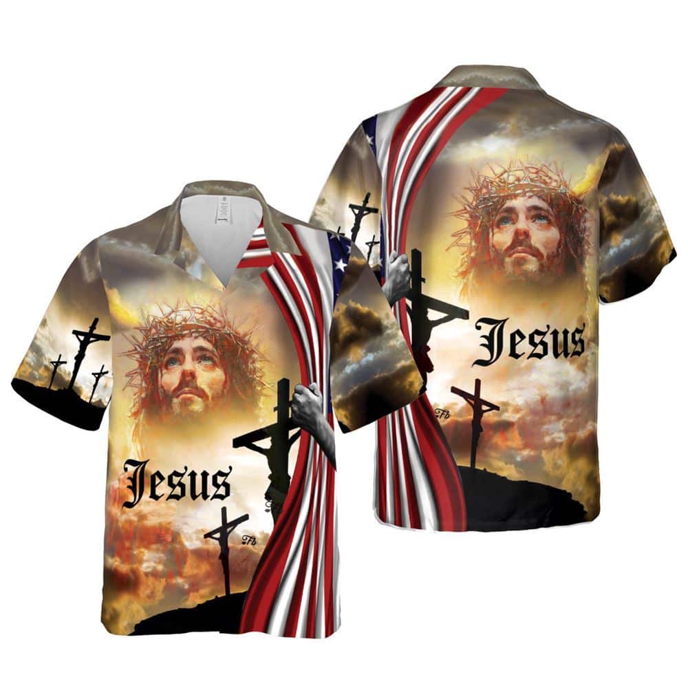 Jesus Cross Religious Christian US Flag Hawaiian Shirt Jesus Cross Religious Christian US Flag Hawaiian Shirt