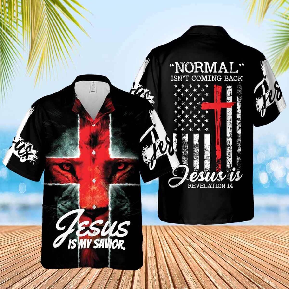 Normal Isn't Coming Back Jesus Is Christian Lion Bible Verse US Flag Hawaiian Shirt Normal Isn't Coming Back Jesus Is Christian Lion Bible Verse US Flag Hawaiian Shirt