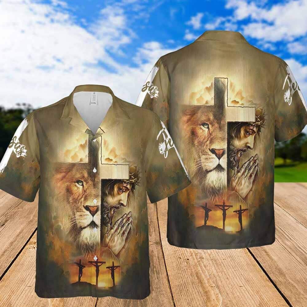 Lion Jesus Faith Christian Religious Hawaiian Shirt Lion Jesus Faith Christian Religious Hawaiian Shirt