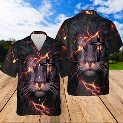 Lion Jesus Eye Jesus Christian Religious Hawaiian Shirt