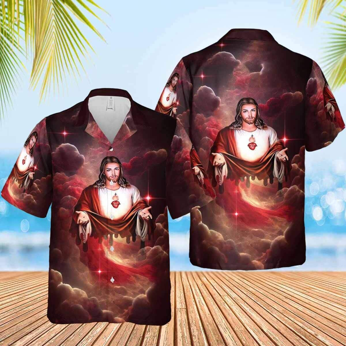 Jesus Take My Hand Red Cloud Galaxy Christian Hawaiian Shirt