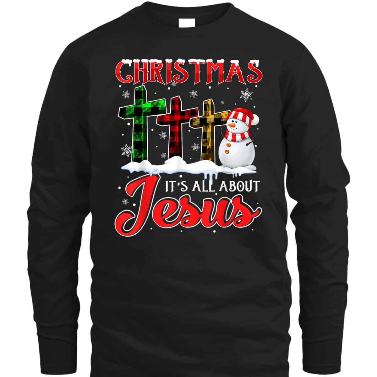 Christmas It's All About Jesus Xmas Snowman Cross Christian T-Shirt Christmas It's All About Jesus Xmas Snowman Cross Christian T-Shirt