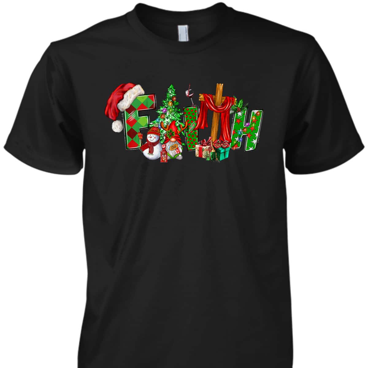 Christmas Faith With Cross X-Mas Pajama Christian Jesus T-Shirt