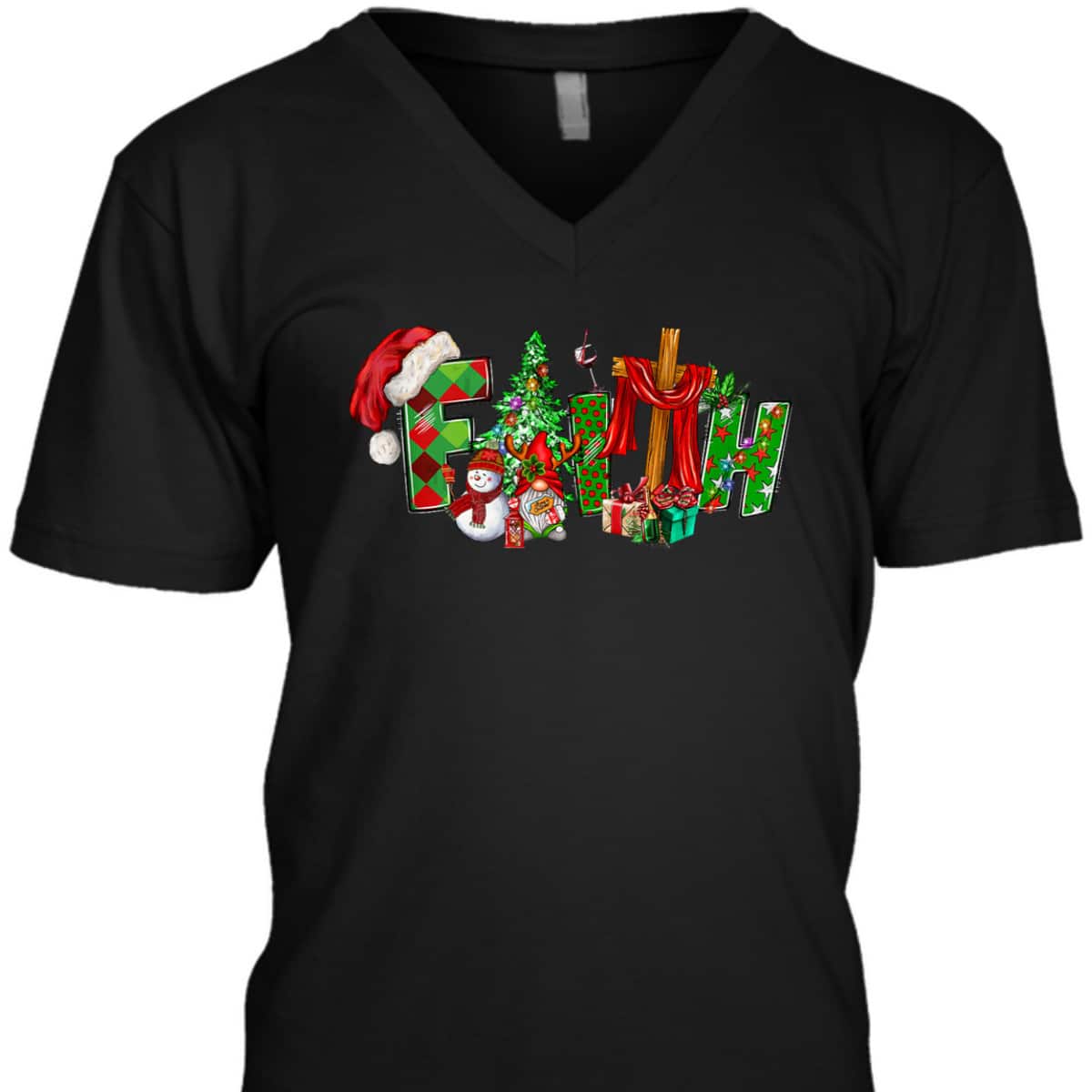 Christmas Faith With Cross X-Mas Pajama Christian Jesus T-Shirt Christmas Faith With Cross X-Mas Pajama Christian Jesus T-Shirt