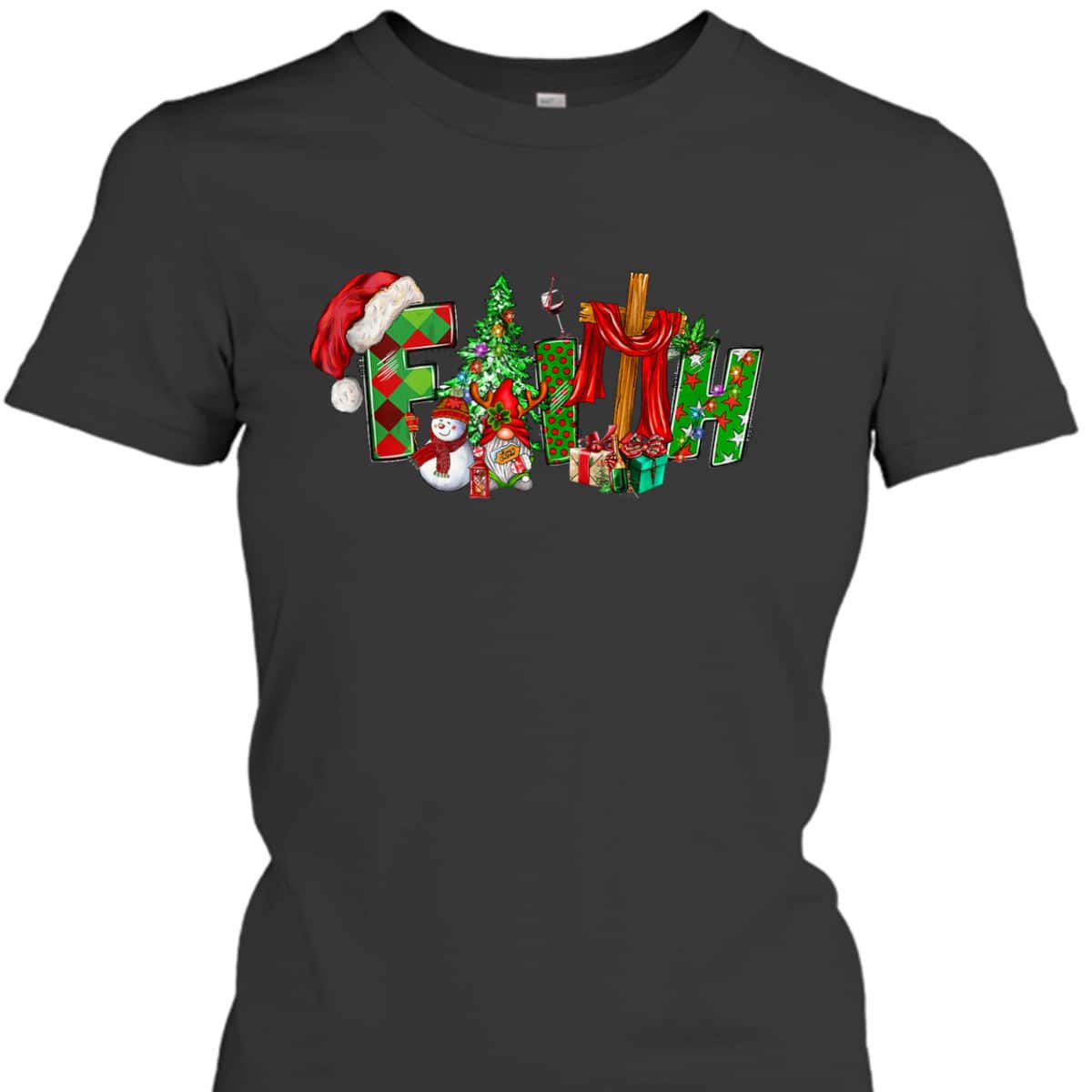 Christmas Faith With Cross X-Mas Pajama Christian Jesus T-Shirt Christmas Faith With Cross X-Mas Pajama Christian Jesus T-Shirt