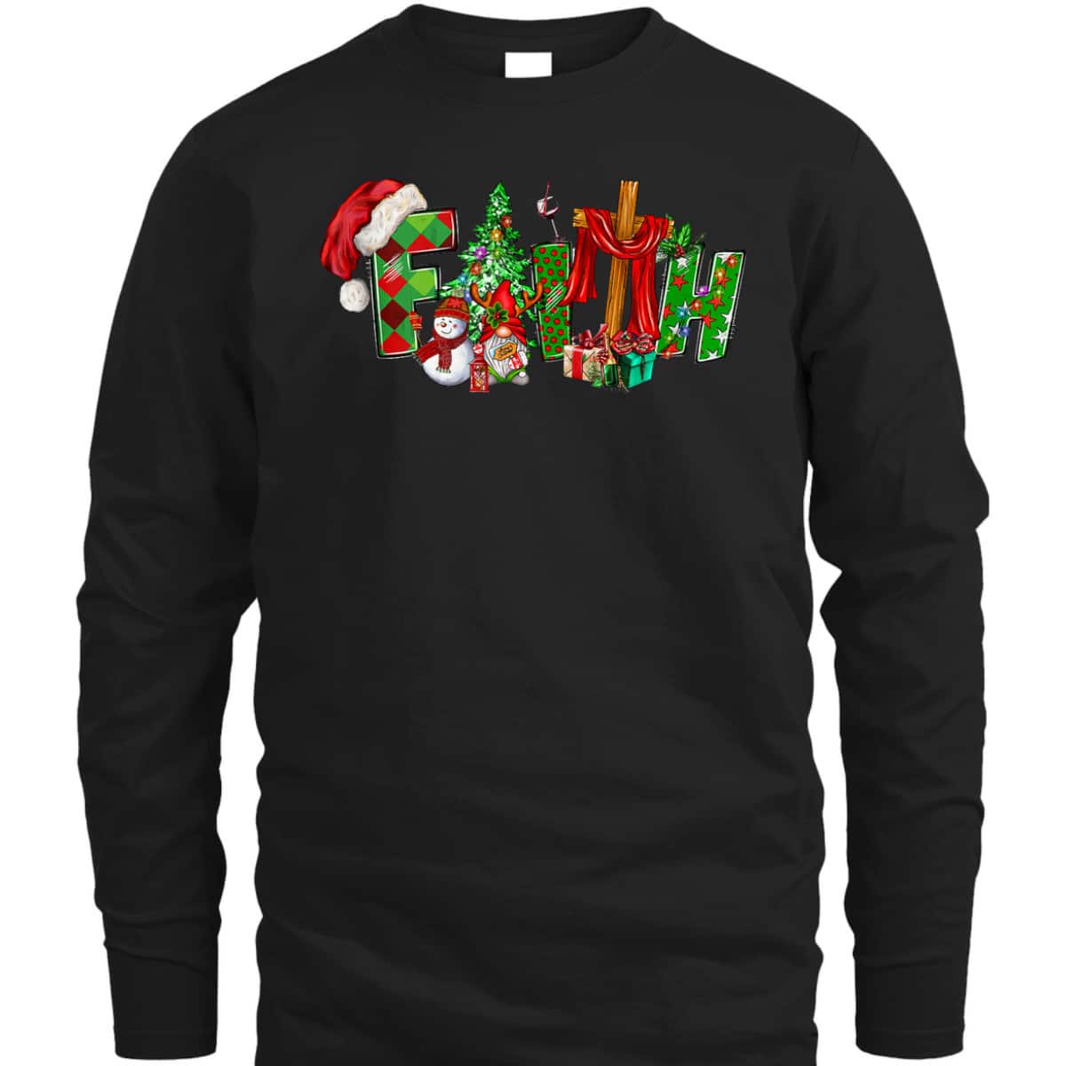 Christmas Faith With Cross X-Mas Pajama Christian Jesus T-Shirt Christmas Faith With Cross X-Mas Pajama Christian Jesus T-Shirt