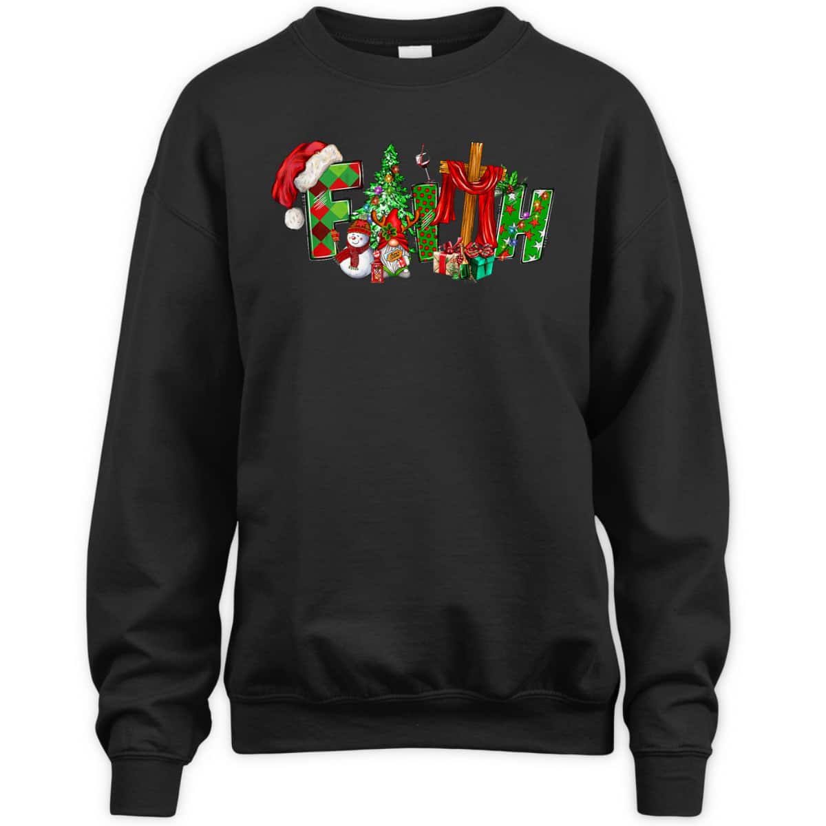 Christmas Faith With Cross X-Mas Pajama Christian Jesus T-Shirt