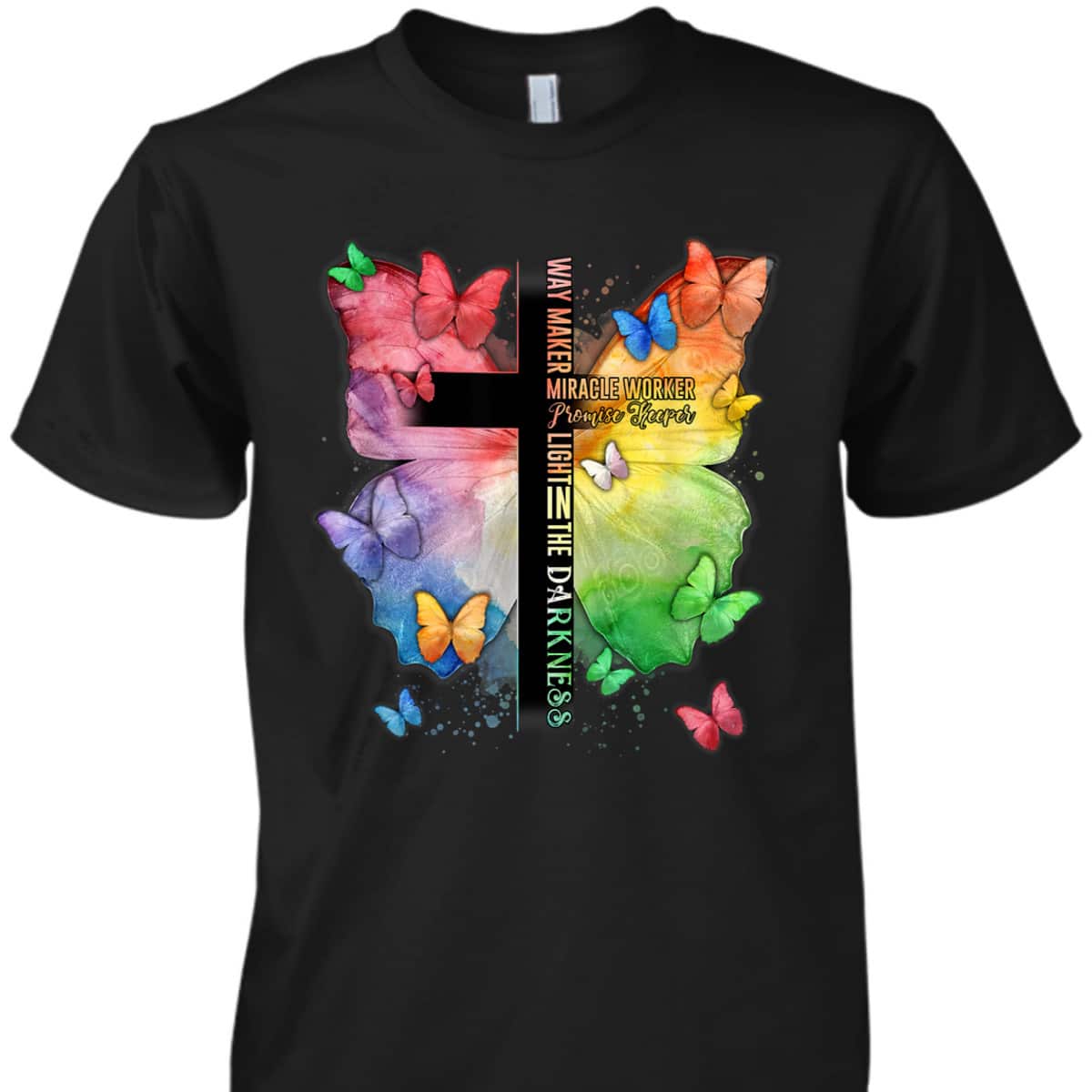 Waymaker Promise Keeper Miracle Worker Christian Bible Verse Butterflies T-Shirt