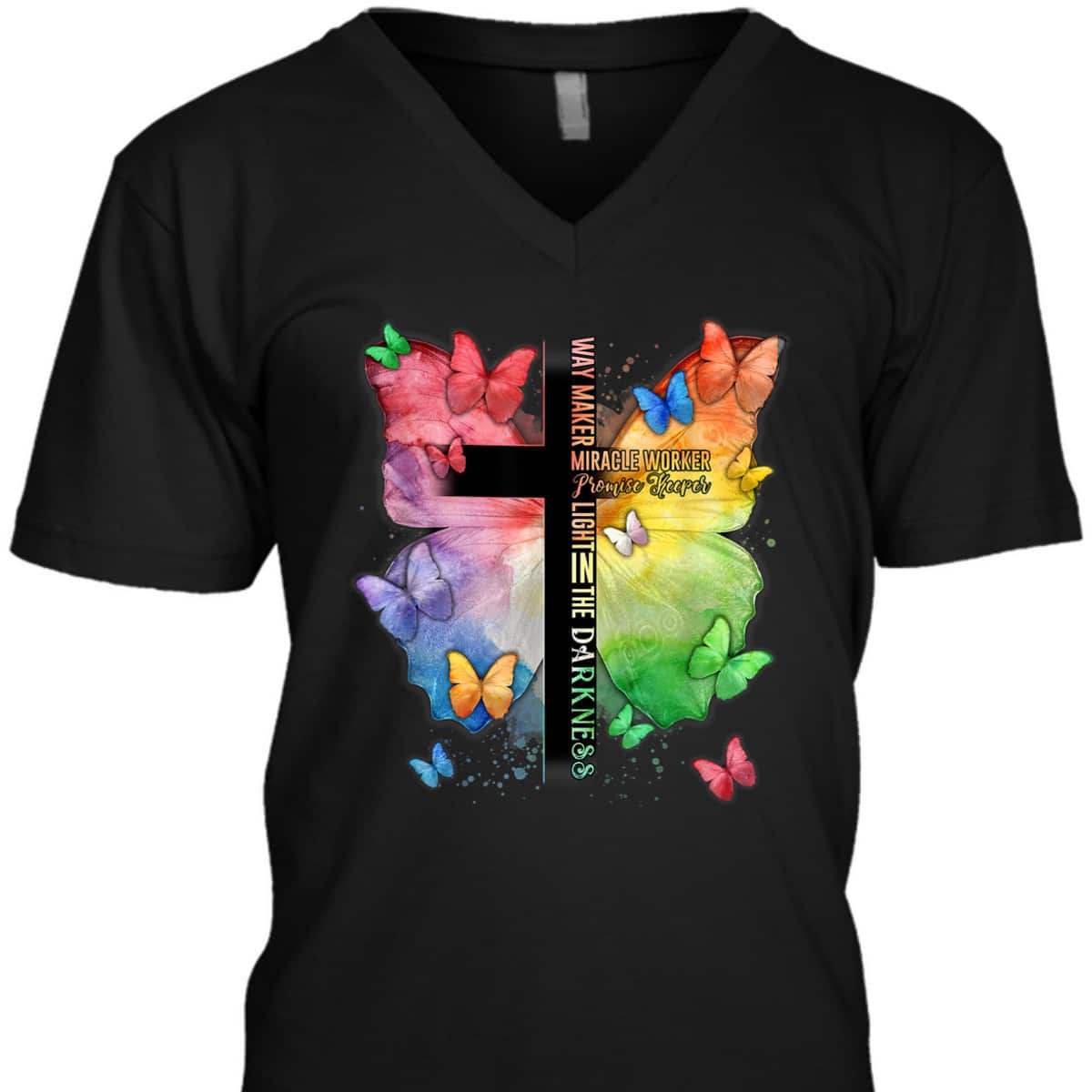 Waymaker Promise Keeper Miracle Worker Christian Bible Verse Butterflies T-Shirt