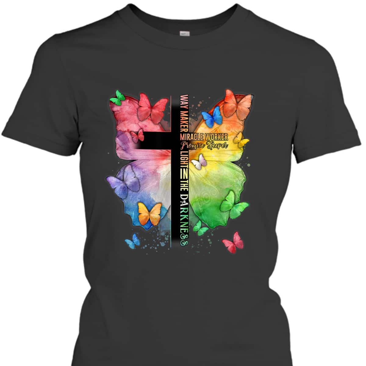 Waymaker Promise Keeper Miracle Worker Christian Bible Verse Butterflies T-Shirt