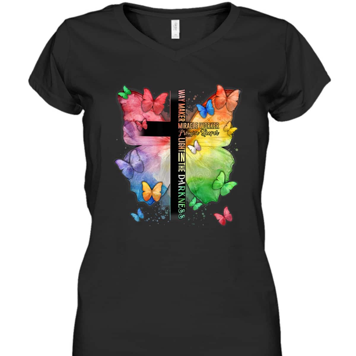 Waymaker Promise Keeper Miracle Worker Christian Bible Verse Butterflies T-Shirt
