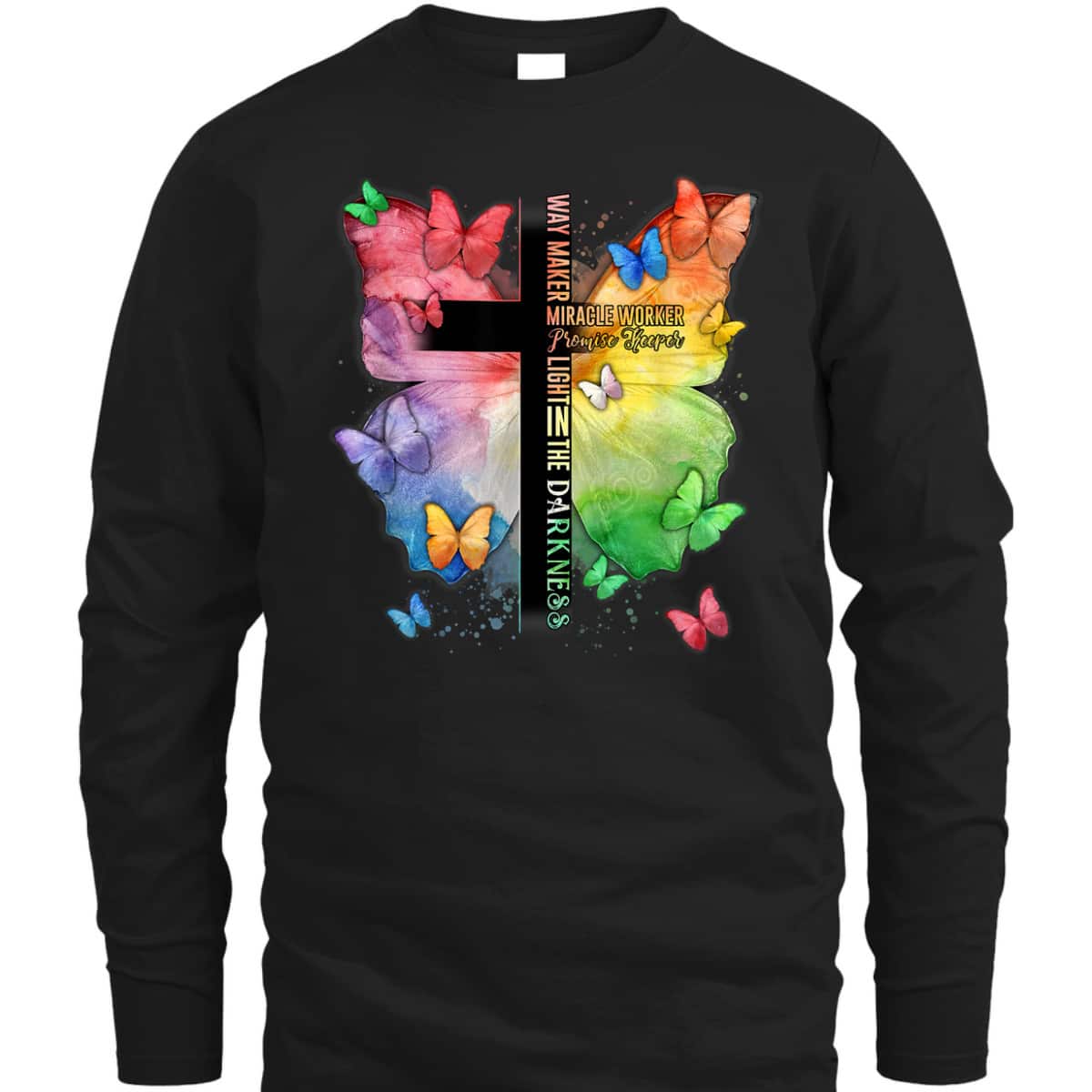 Waymaker Promise Keeper Miracle Worker Christian Bible Verse Butterflies T-Shirt