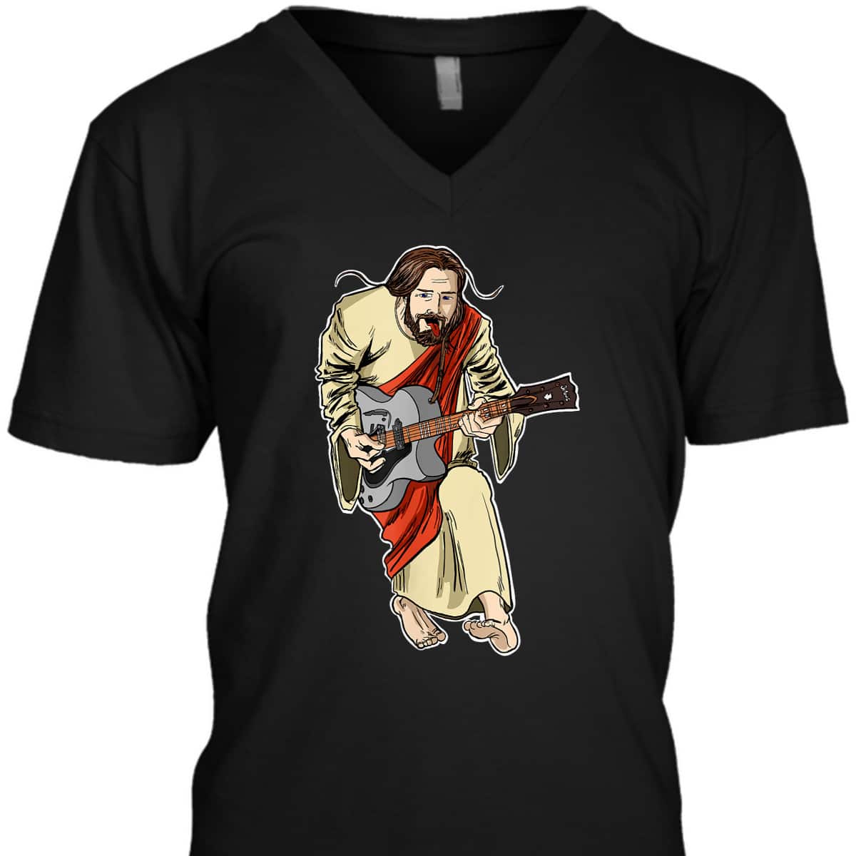 Rocker Jesus With Guitar Funny Christian Rockstar Jesus T-Shirt Rocker Jesus With Guitar Funny Christian Rockstar Jesus T-Shirt