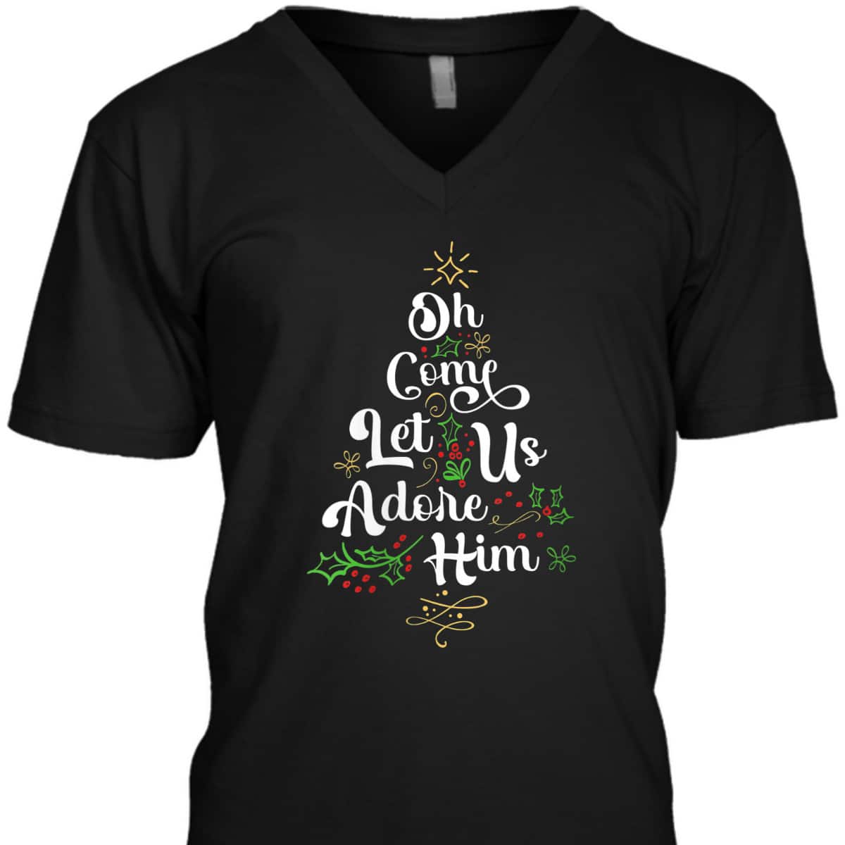 Oh Come Let Us Adore Him Jesus Christian Christmas T-Shirt