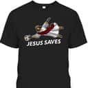 Jesus Saves Funny Christian Soccer Goalie T-Shirt