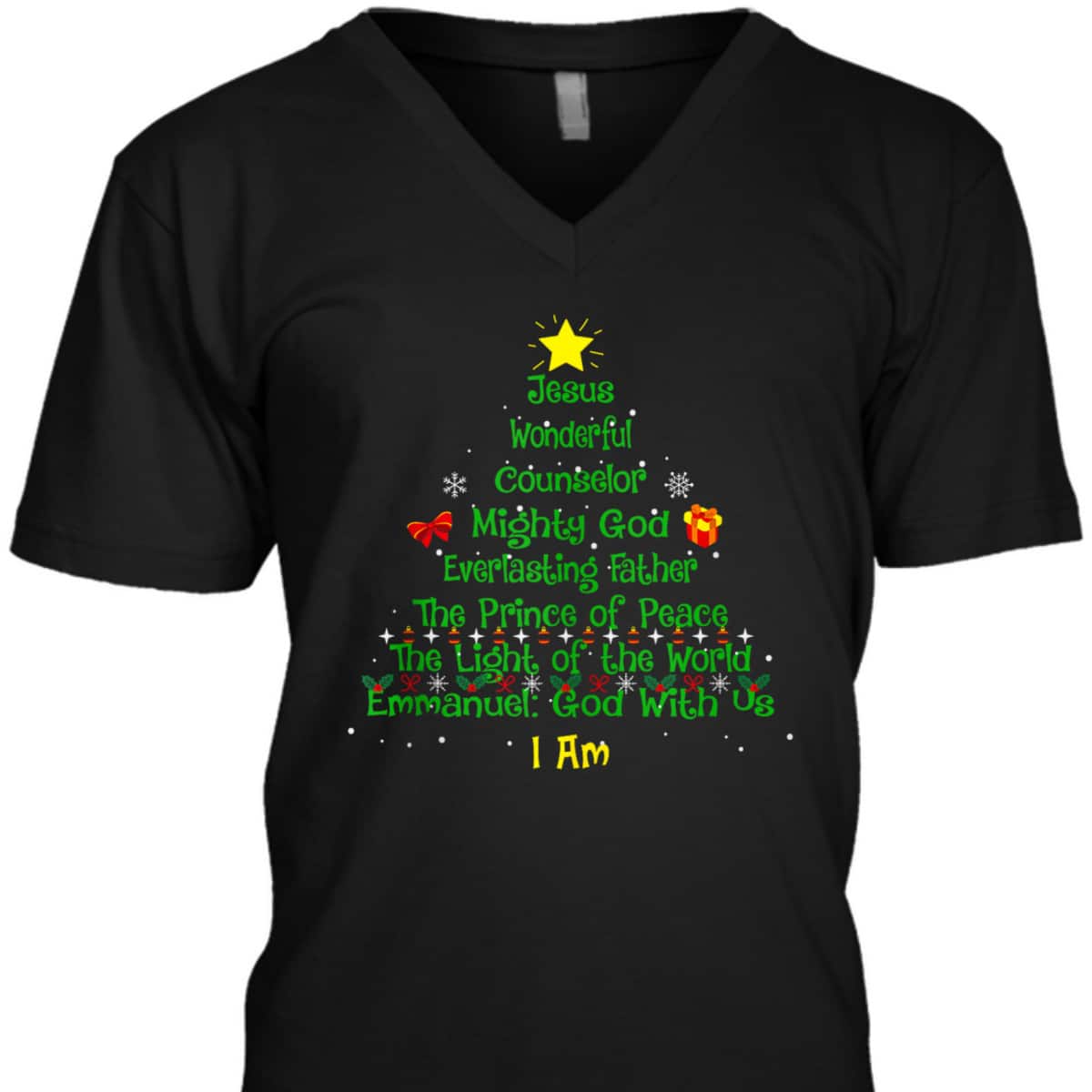 Christian Christmas Lover Bible Names Of Jesus Tree Xmas T-Shirt Christian Christmas Lover Bible Names Of Jesus Tree Xmas T-Shirt
