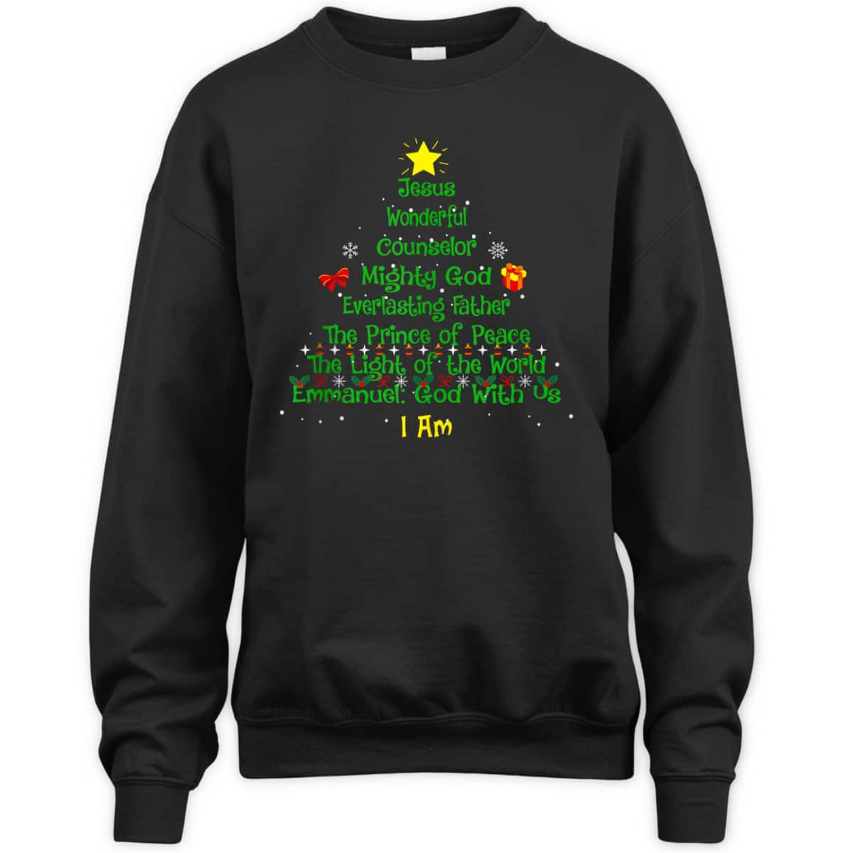 Christian Christmas Lover Bible Names Of Jesus Tree Xmas T-Shirt