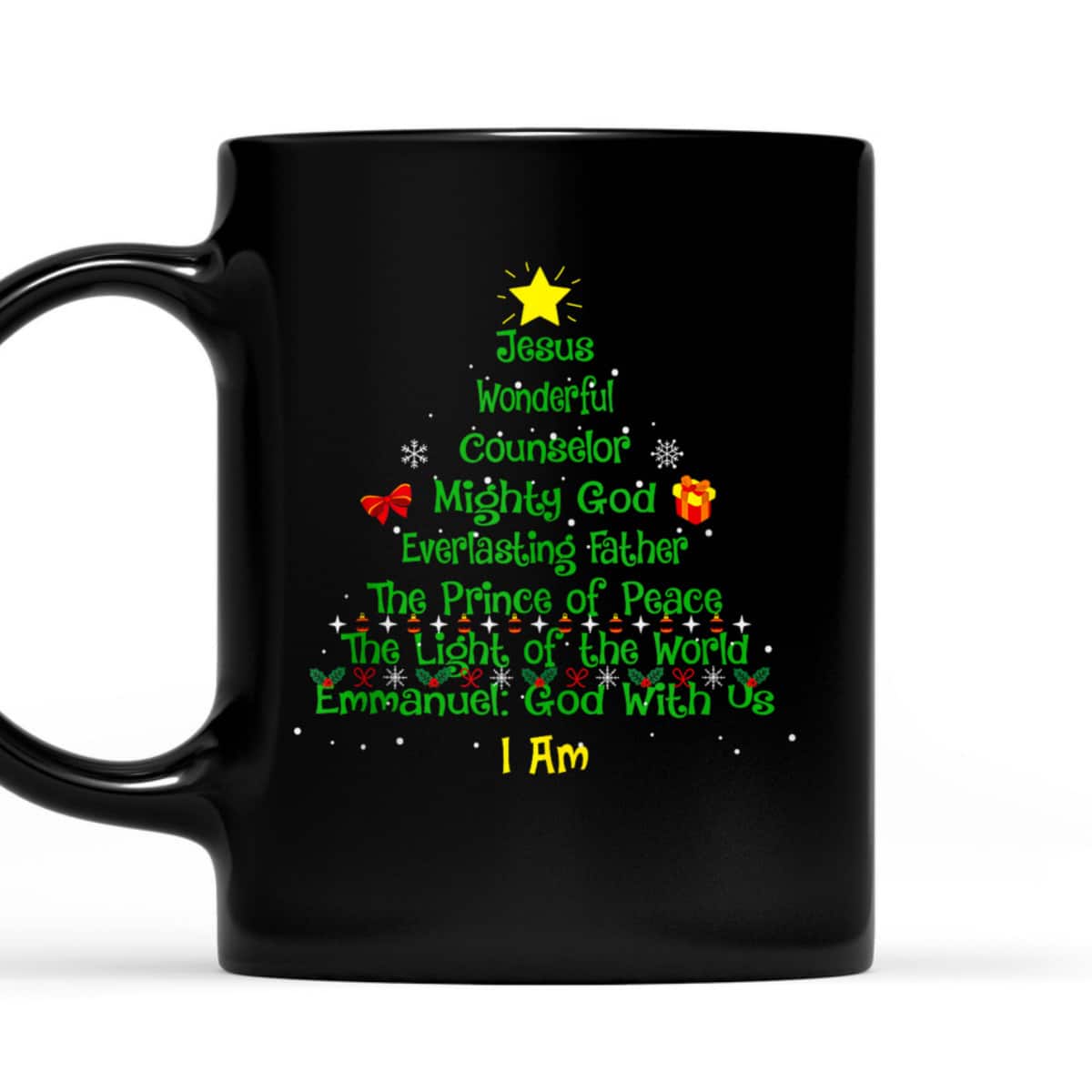 Christian Christmas Lover Bible Names Of Jesus Tree Xmas T-Shirt Christian Christmas Lover Bible Names Of Jesus Tree Xmas T-Shirt