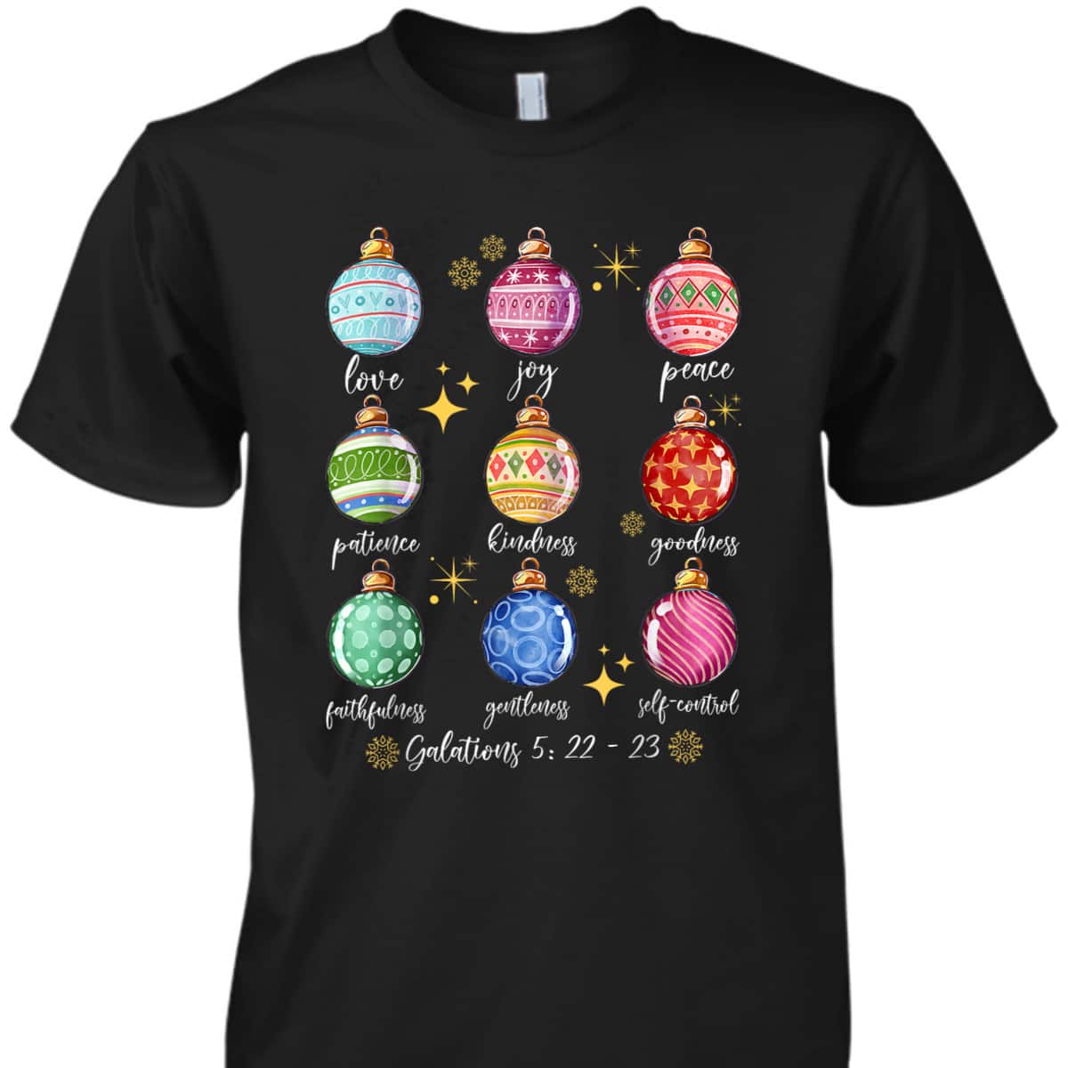 Christmas Decoration Balls And Christian Bible Verse T-Shirt