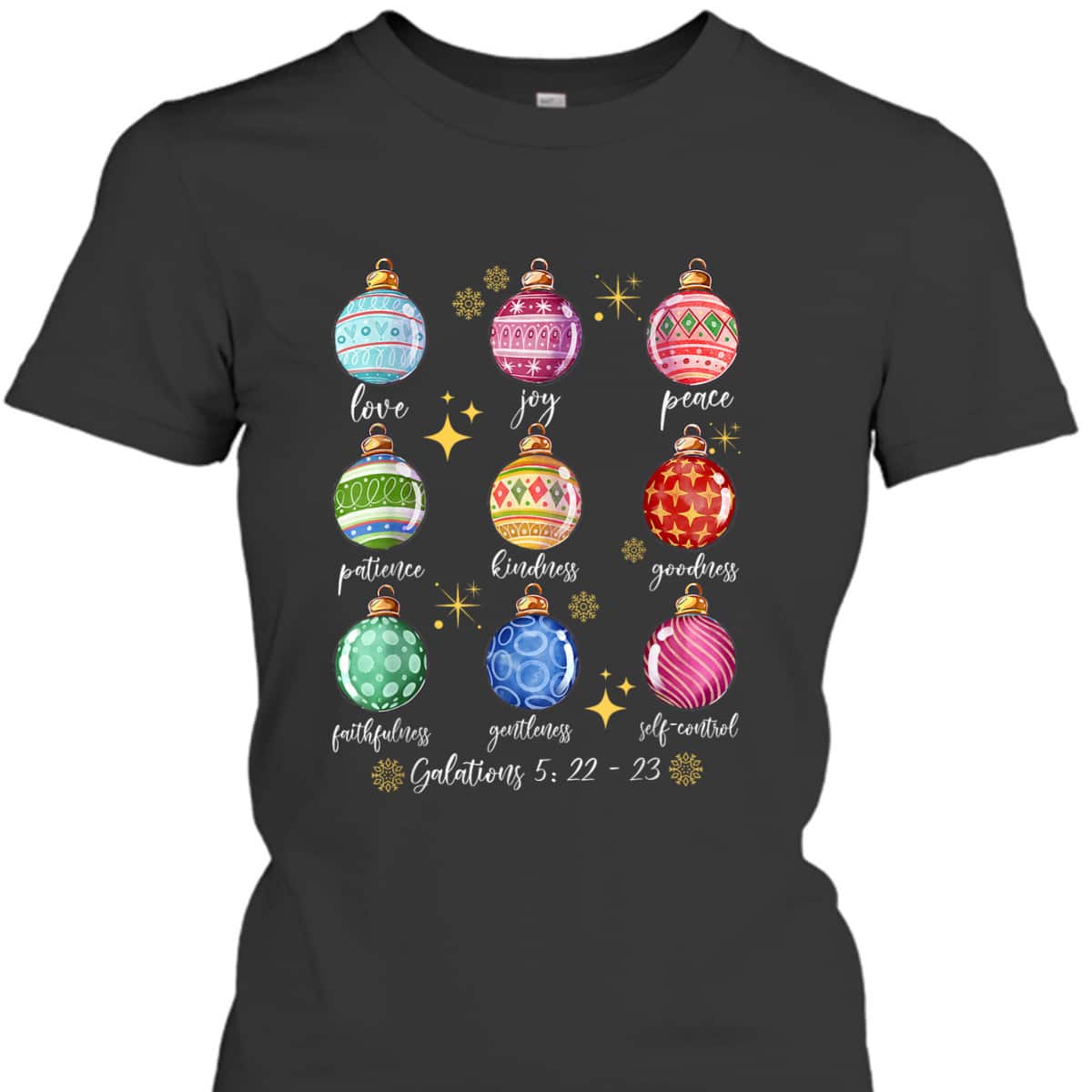 Christmas Decoration Balls And Christian Bible Verse T-Shirt