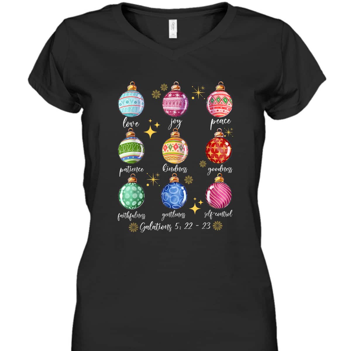 Christmas Decoration Balls And Christian Bible Verse T-Shirt