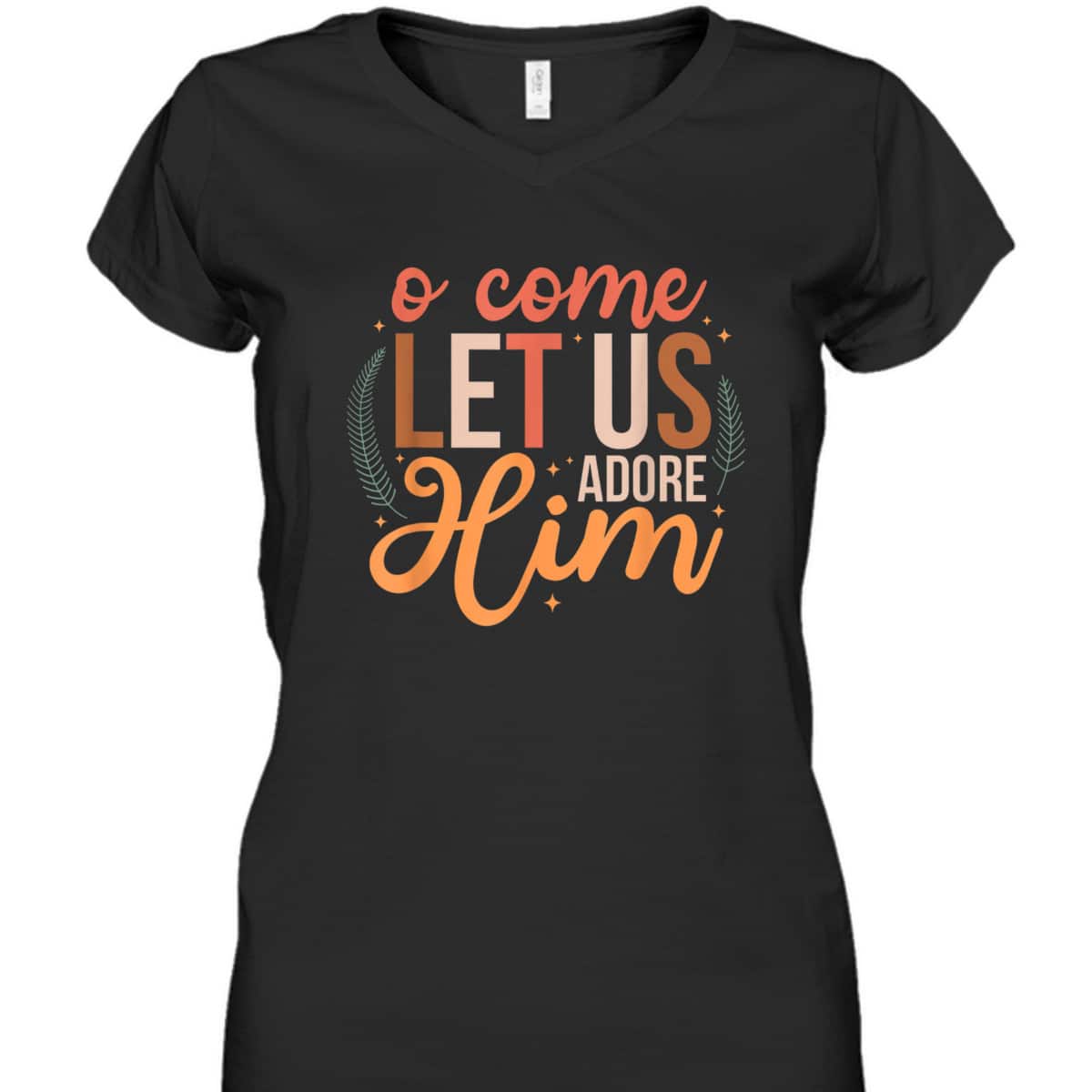 Oh Come Let Us Adore Him Christmas Christian Jesus Xmas T-Shirt