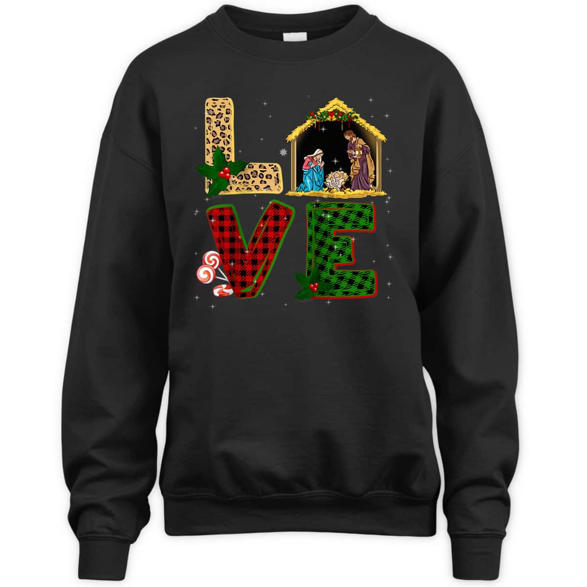 Leopard Plaid Christmas Nativity Christian Love T-Shirt Leopard Plaid Christmas Nativity Christian Love T-Shirt