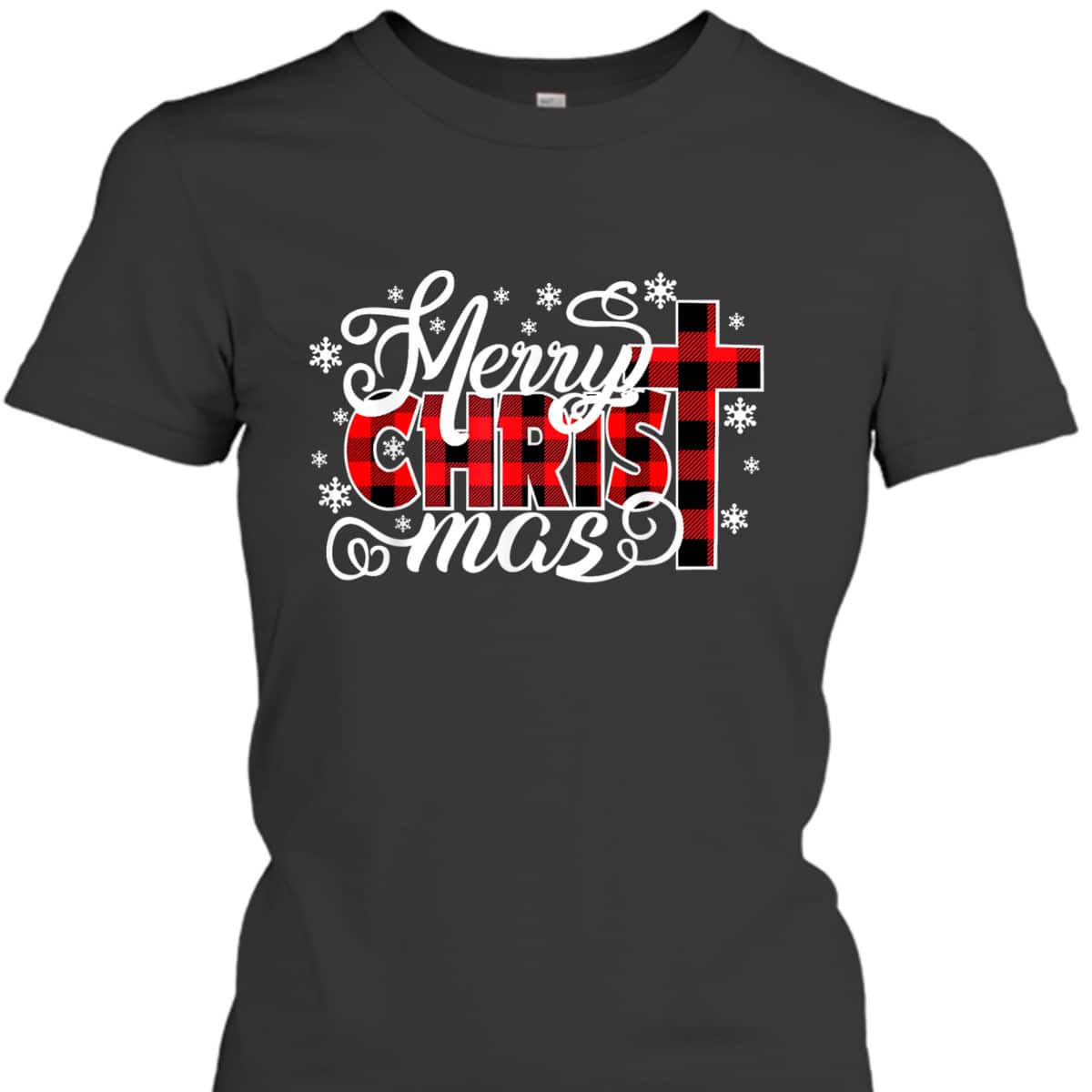 Merry Christmas Red Buffalo Plaid Christ-Mas T-Shirt