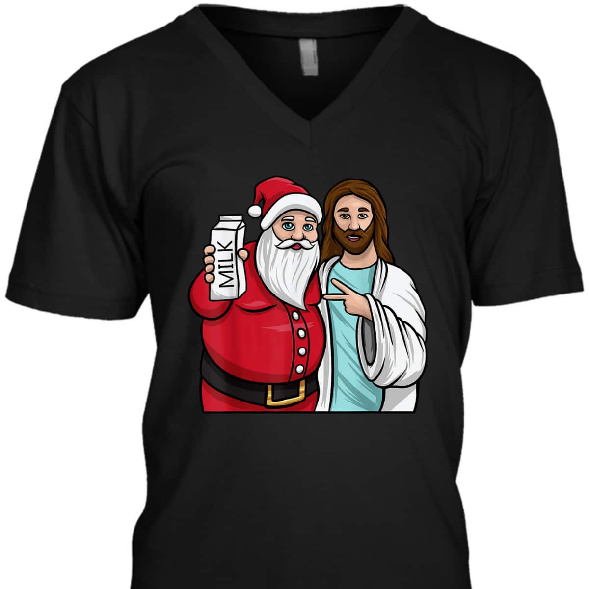 Christmas Santa And Jesus Jingle Bros Milk Lover Funny Christian T-Shirt Christmas Santa And Jesus Jingle Bros Milk Lover Funny Christian T-Shirt