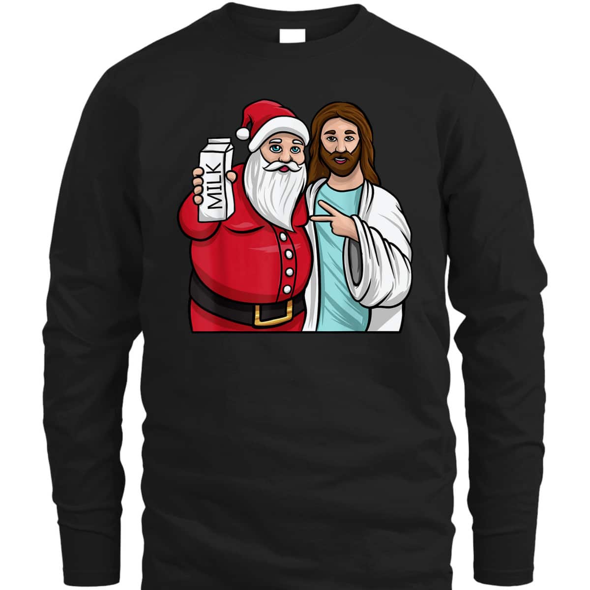 Christmas Santa And Jesus Jingle Bros Milk Lover Funny Christian T-Shirt Christmas Santa And Jesus Jingle Bros Milk Lover Funny Christian T-Shirt