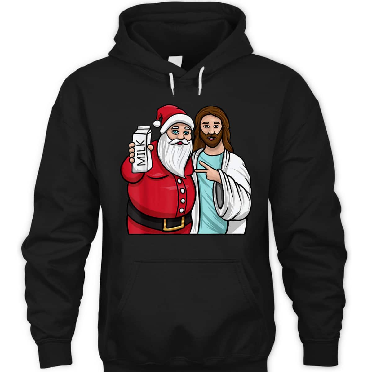 Christmas Santa And Jesus Jingle Bros Milk Lover Funny Christian T-Shirt